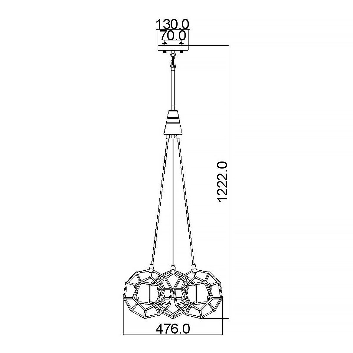 Kichler Rocklyn 3 Light Chandelier Ceiling Light - Raw Steel