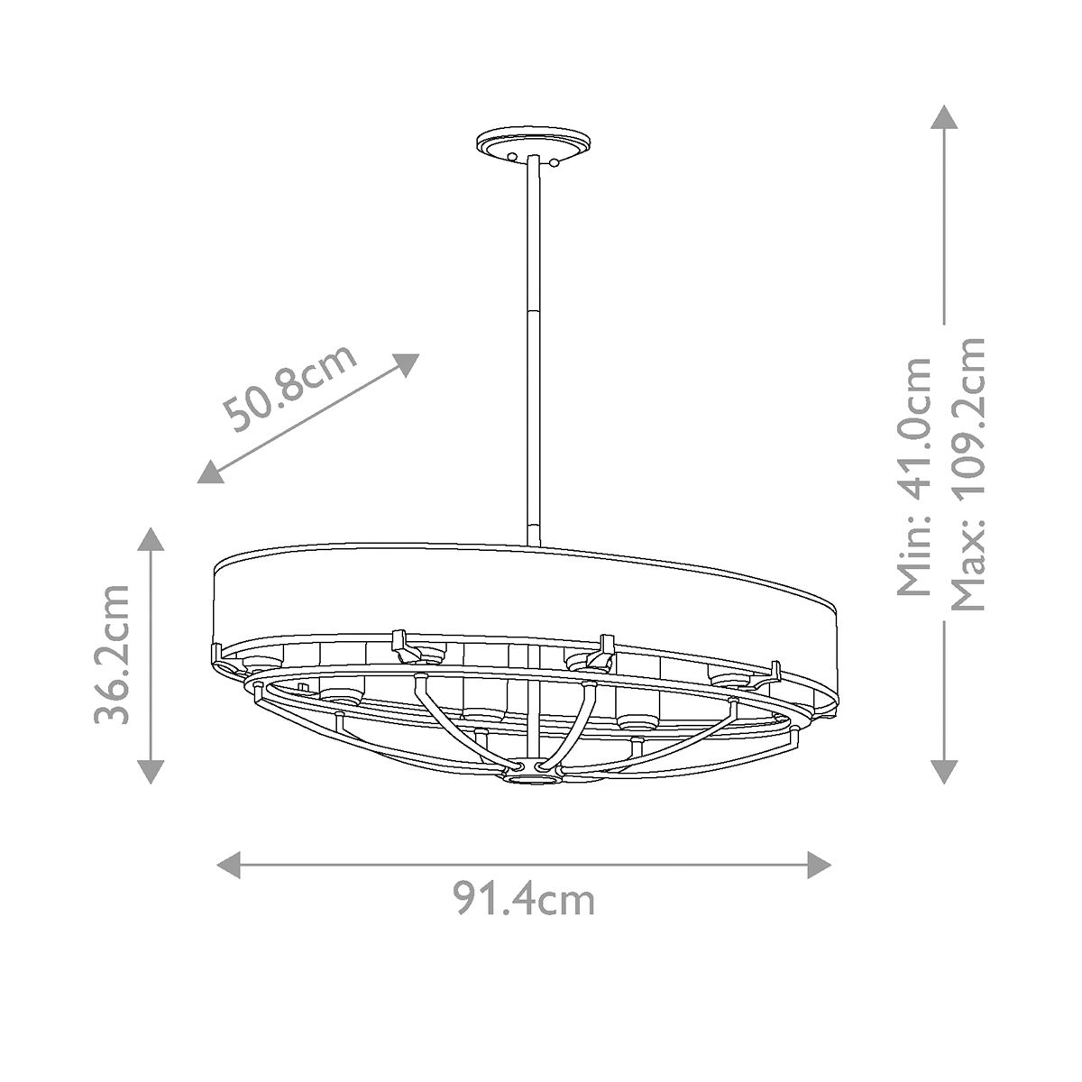 Kichler Saldana 8 Light Oval Pewter Chandelier Ceiling