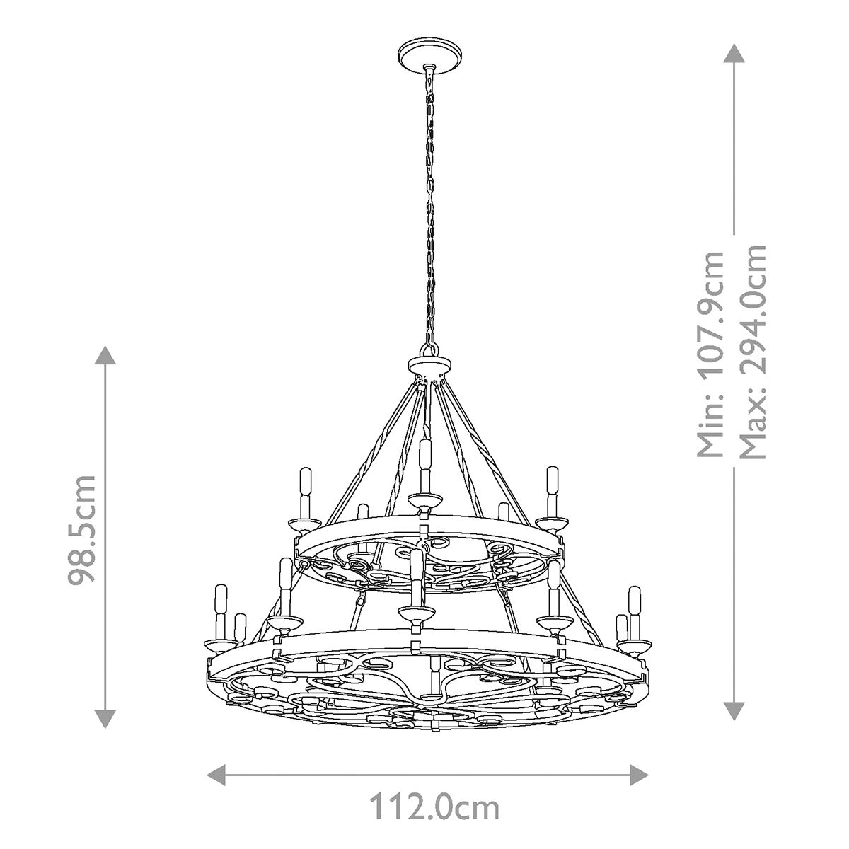 Kichler Taulbee 15 Light Zinc Chandelier Ceiling Light