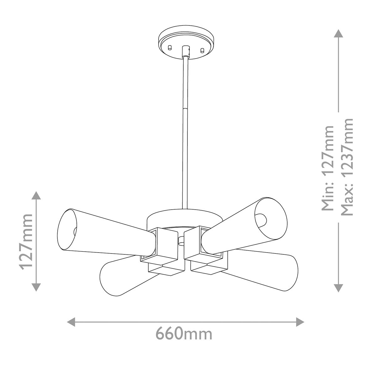 Elstead Kristy 4 Light Gold Ceiling Pendant Light