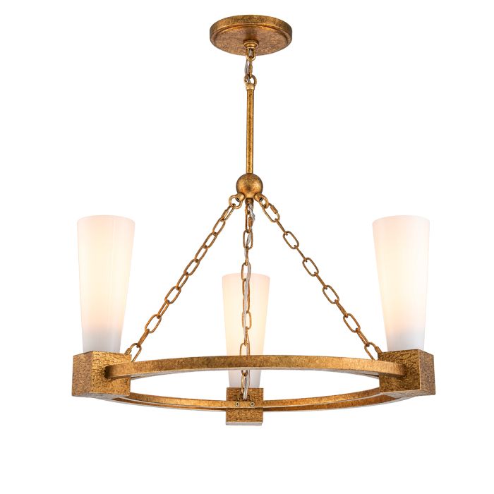Elstead Kristy Living Room 3 Light Gold Chandelier by Elstead Lighting KRISTY3-DG-OPAL