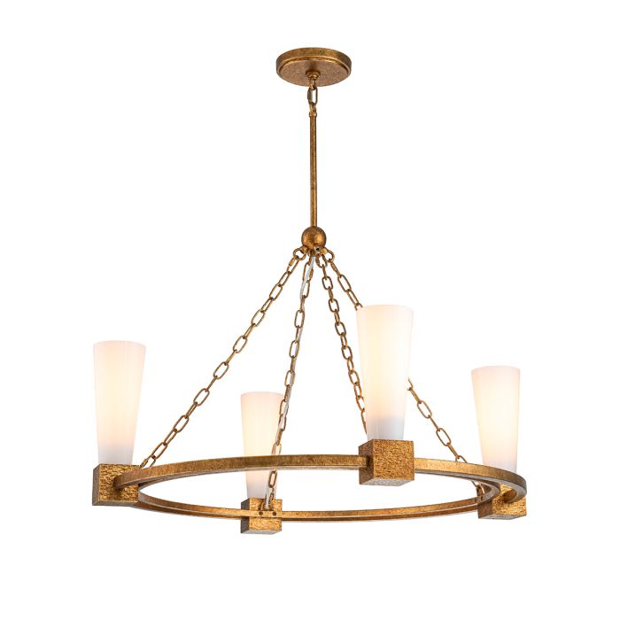 Elstead Kristy Living Room 4 Light Gold Chandelier by Elstead Lighting KRISTY4-DG-OPAL