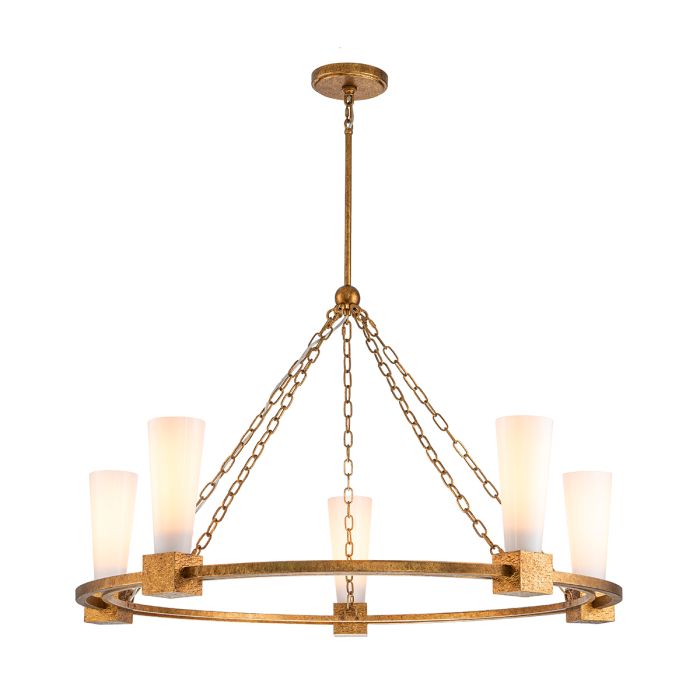 Elstead Kristy Living Room 5 Light Gold Chandelier by Elstead Lighting KRISTY5-DG-OPAL