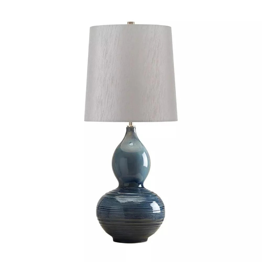 Elstead Lapis Blue Gourd Ceramic Table Lamp-OPEN-BOX