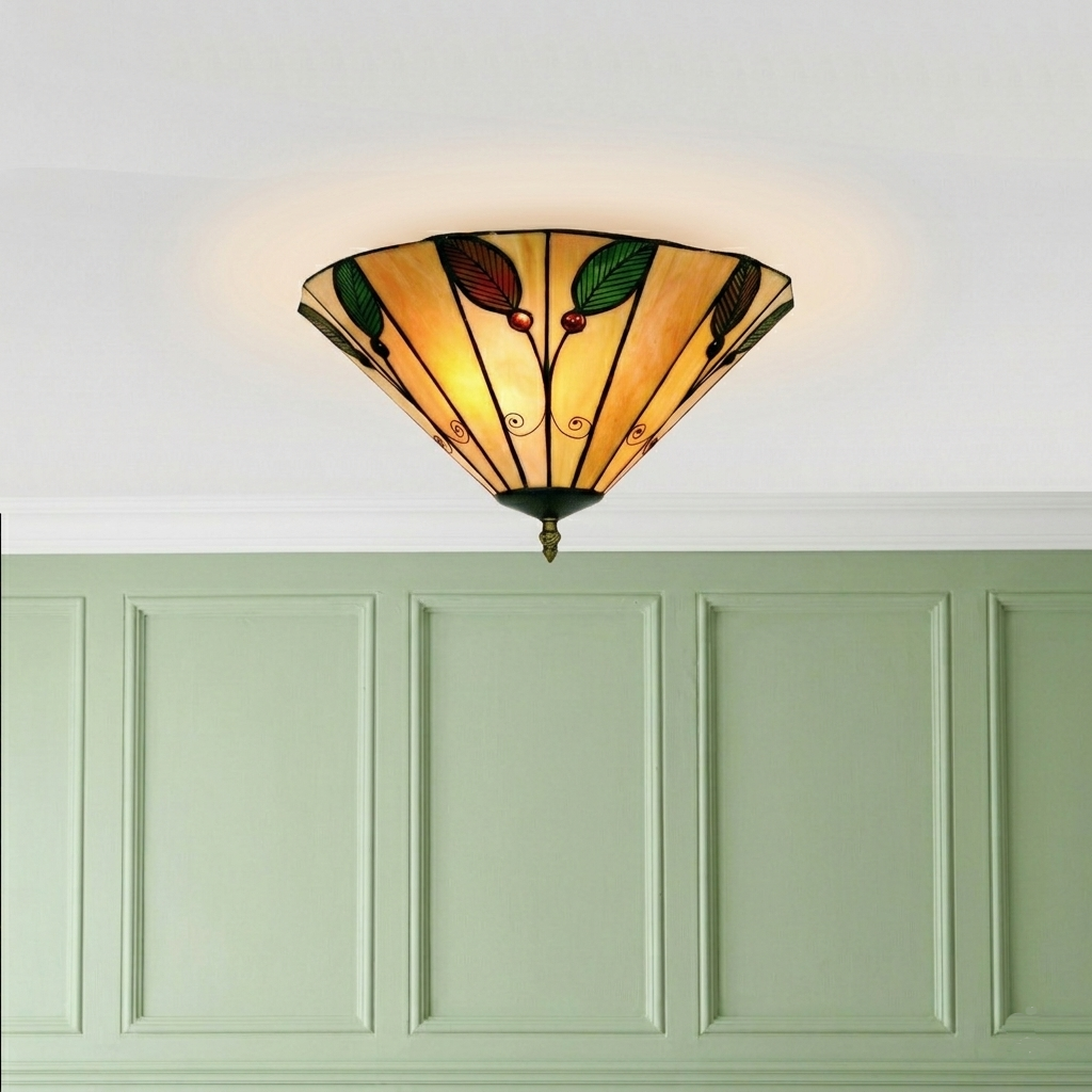 Oaks Leaf Flush Tiffany Ceiling Light
