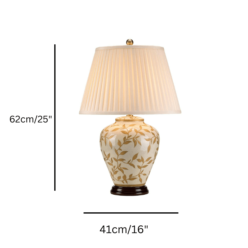 leaves gold ceramic table lamp size guide