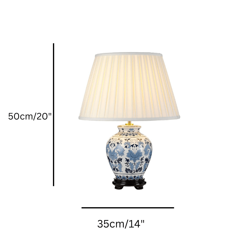 Linyi Blue & White Ceramic Table Lamp size guide