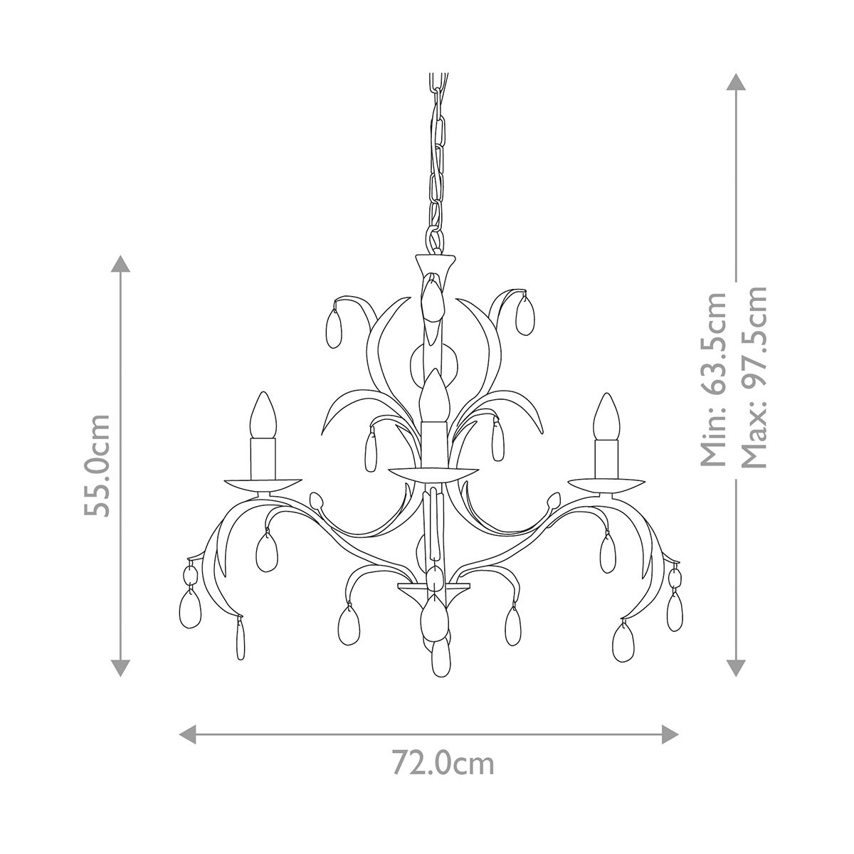 Elstead Lily 3 Light Antique Bronze Chandelier
