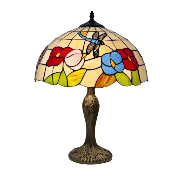 Floral Dragonfly Tiffany Table Lamp