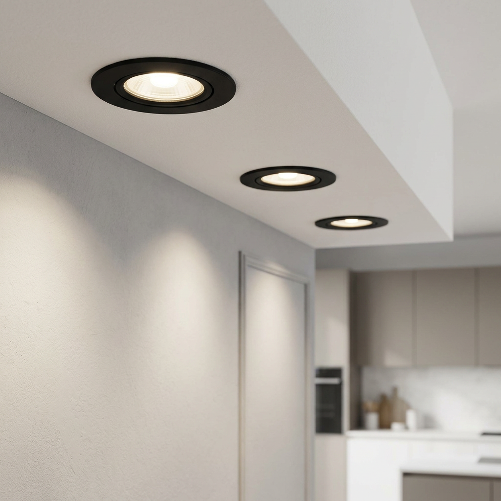 Eglo Peneto Set of 3 Black Recessed Spot Lights - 8.7cm by Eglo Lighting — suits kitchens, living rooms & bedrooms