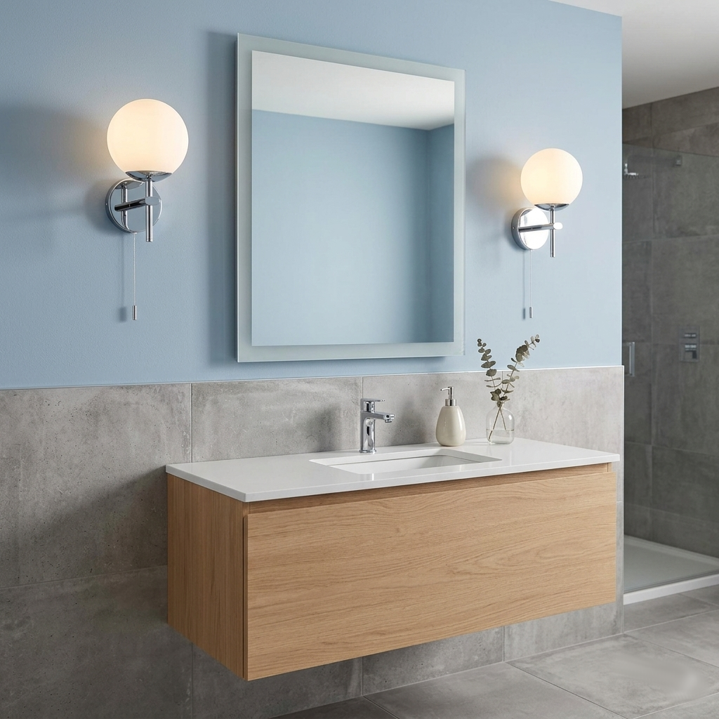 Oaks Mani Chrome Finish Bathroom Wall Light-WAREHOUSE-40-240626