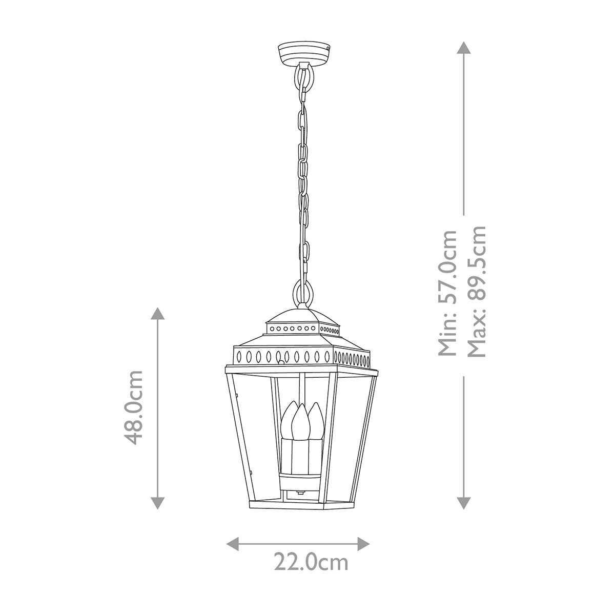 Mansion House 3 Light Chain Lantern - Polished Nickel