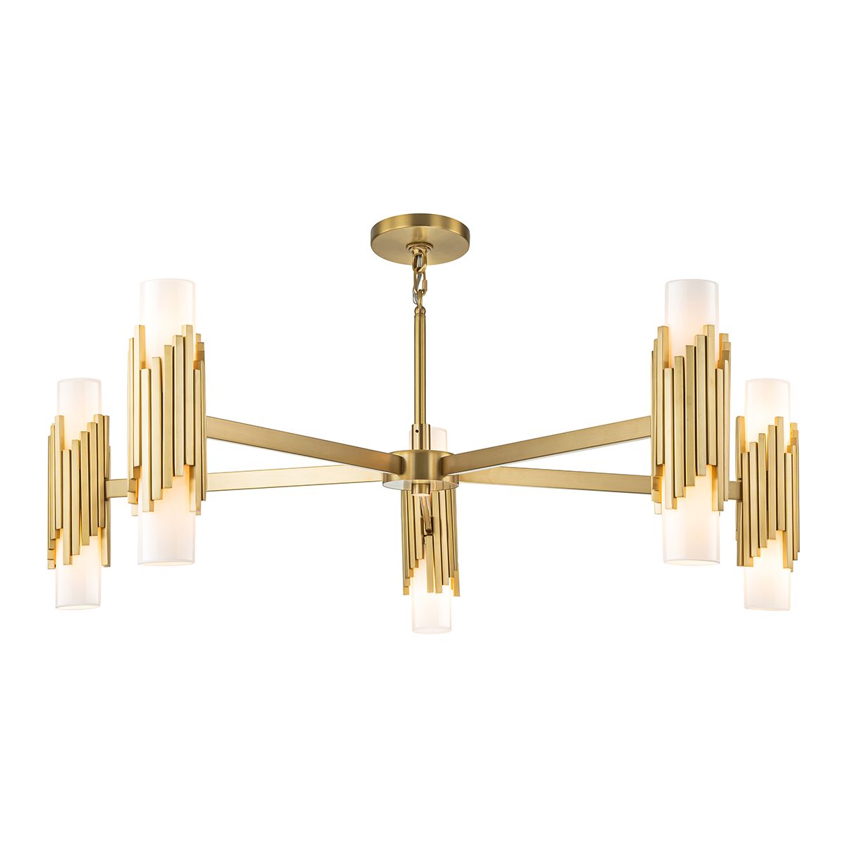 Elstead Marvele 10 Light Brass Art Deco Chandelier