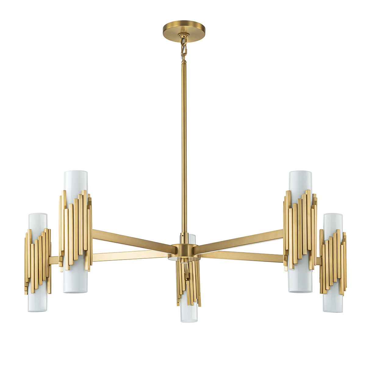 Elstead Marvele 10 Light Brass Art Deco Chandelier