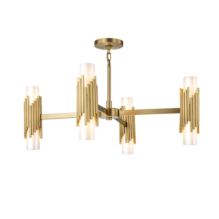 Elstead Marvele Living Room 8 Light Art Deco Chandelier by Elstead Lighting MARVELE8-AB-OPAL