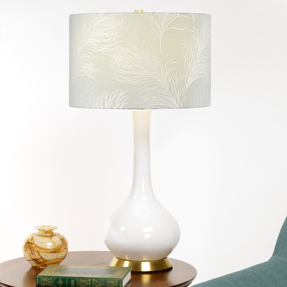 Milo White Ceramic Table Lamp with White Shade