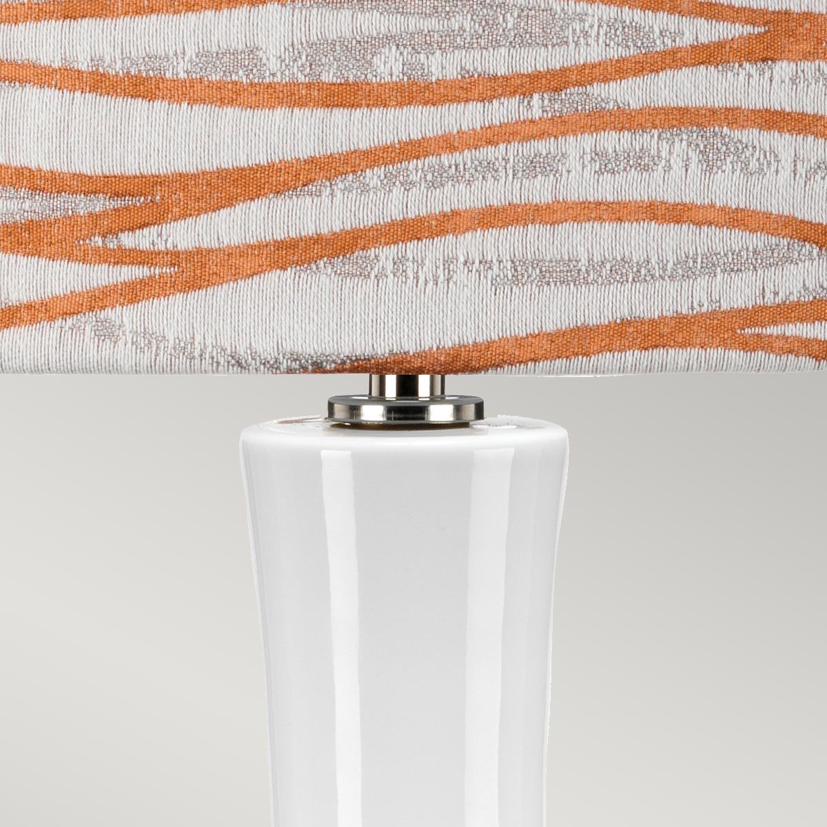 Milo White Ceramic Table Lamp with Pink Wavy Pattern Shade