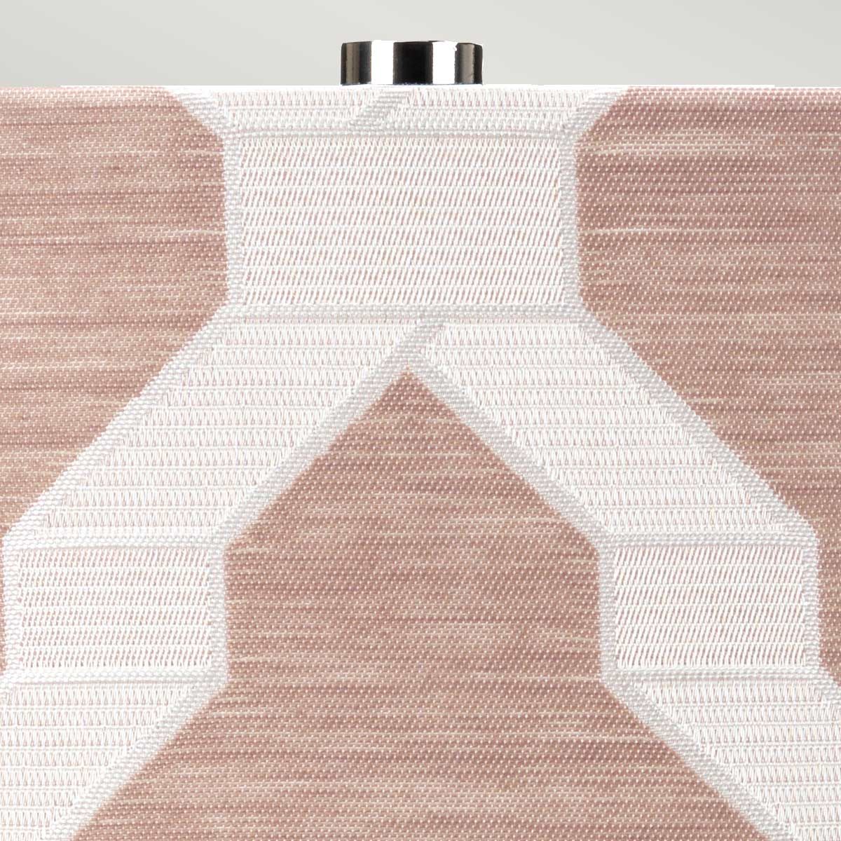 Milo White Ceramic Table Lamp with Pink Geometric Pattern Shade
