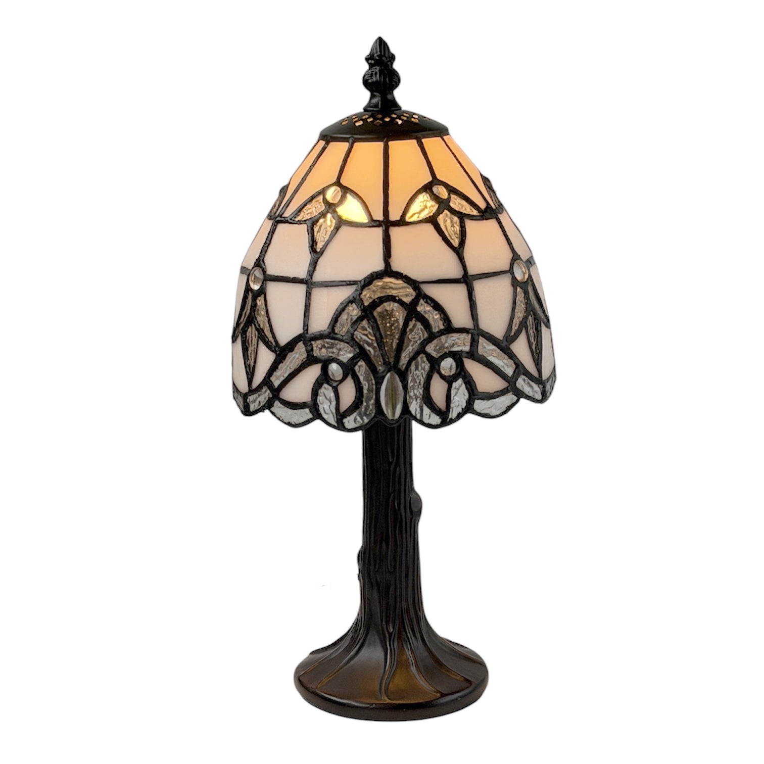 Morcott Tiffany White & Silver 15cm Bedside Table Lamp