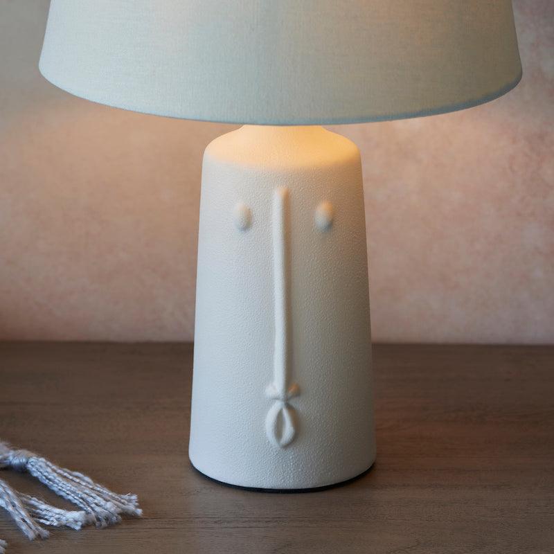 Mr White Ceramic Table Lamp with Ivory Shade close up