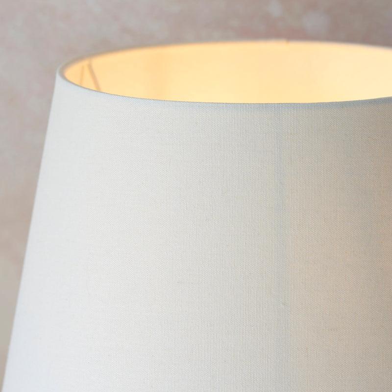 Mrs Table White Ceramic Lamp With Ivory Shade close up