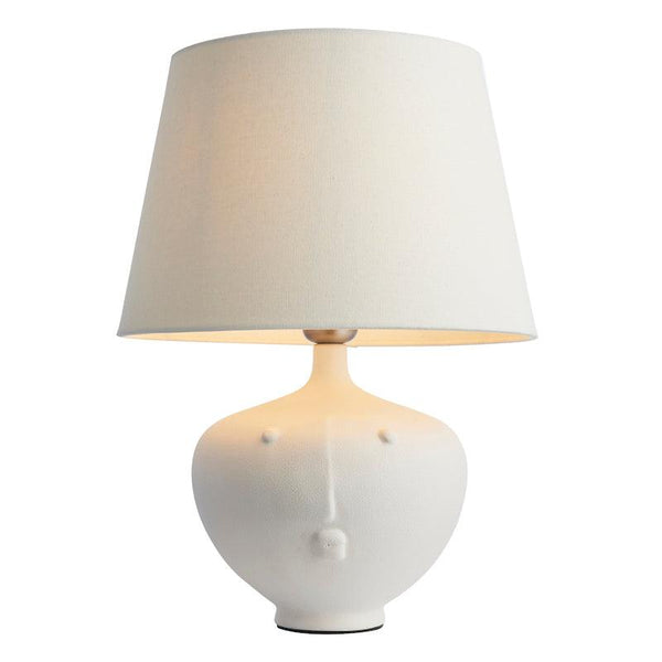 Mrs Table White Ceramic Lamp With Ivory Shade