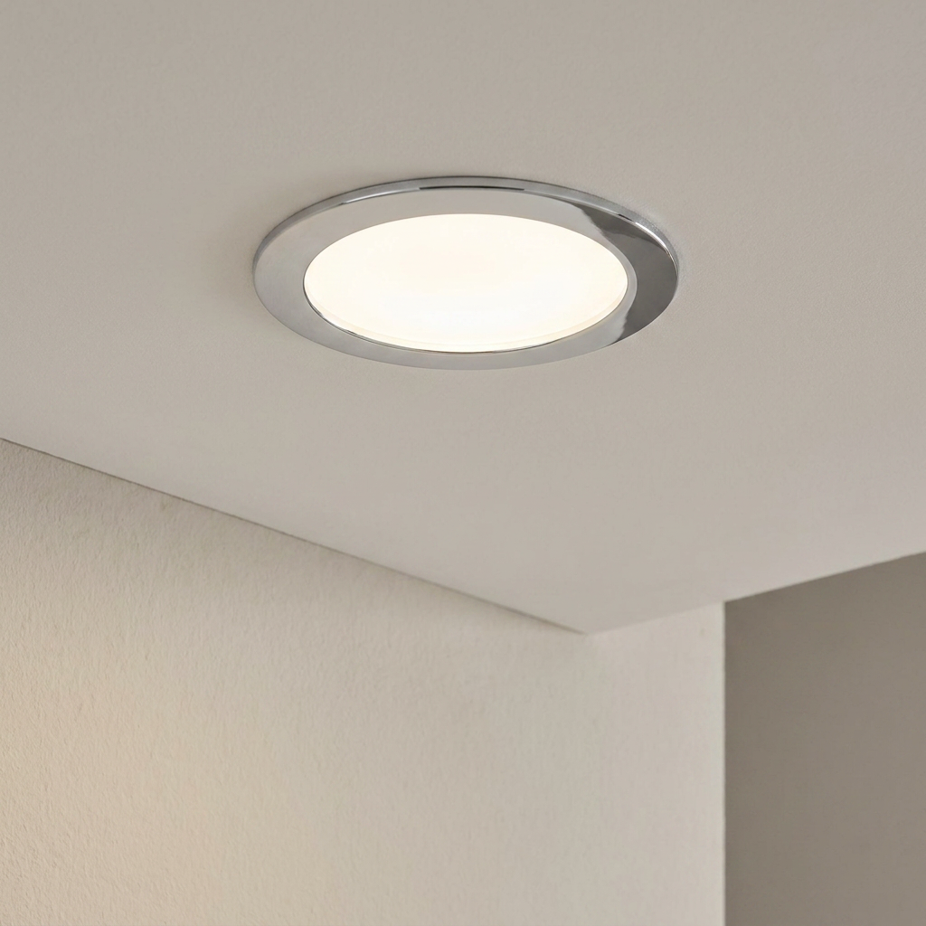 Eglo Fueva 5 Chrome LED Recessed Ceiling Light - 16.6cm by Eglo Lighting — suits kitchens, living rooms & bedrooms