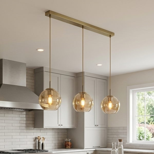 Balls 3 Light Brass Bar Kitchen Light-OPEN-BOX-50-270826
