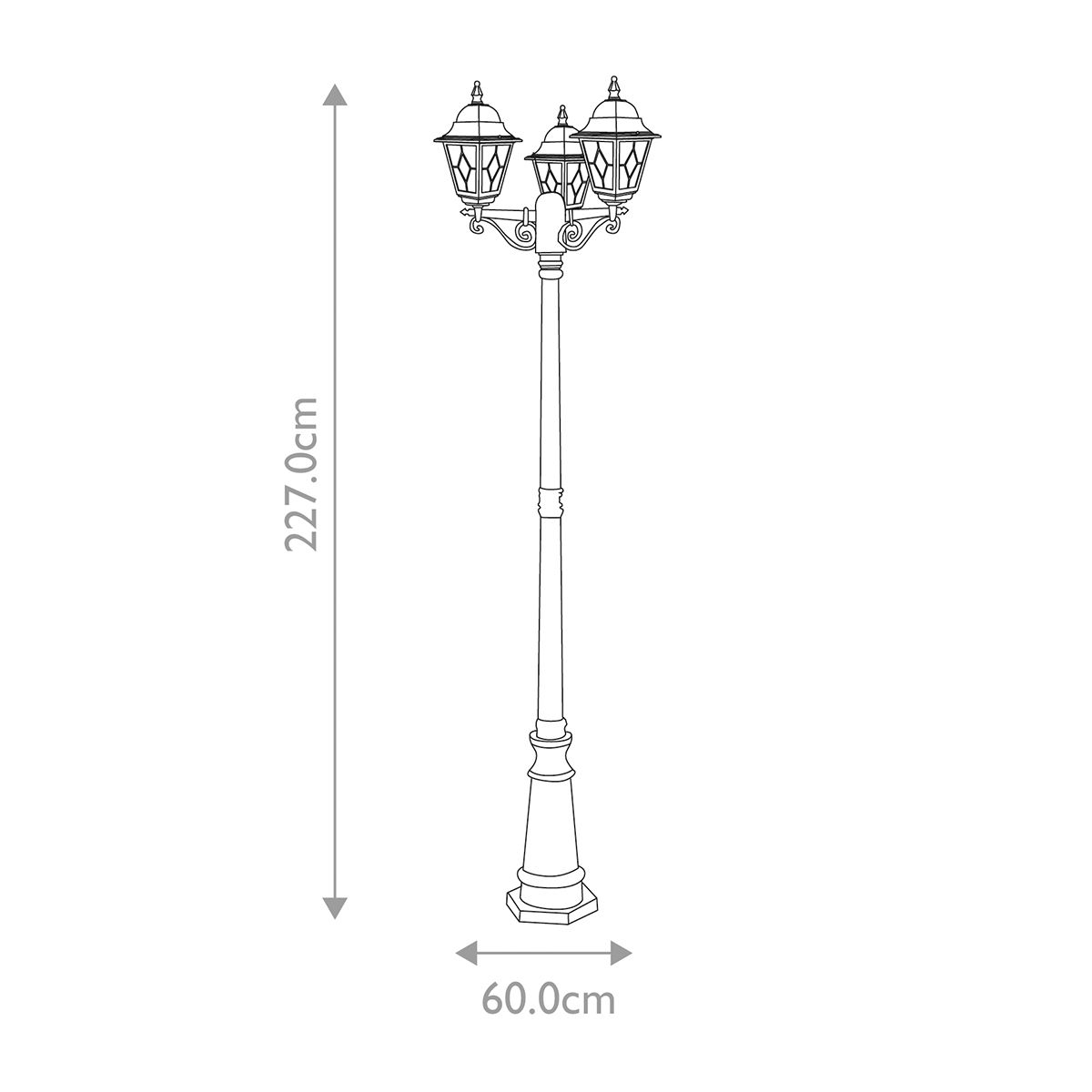 Elstead Norfolk Black Outdoor Three Arm Lamp Post