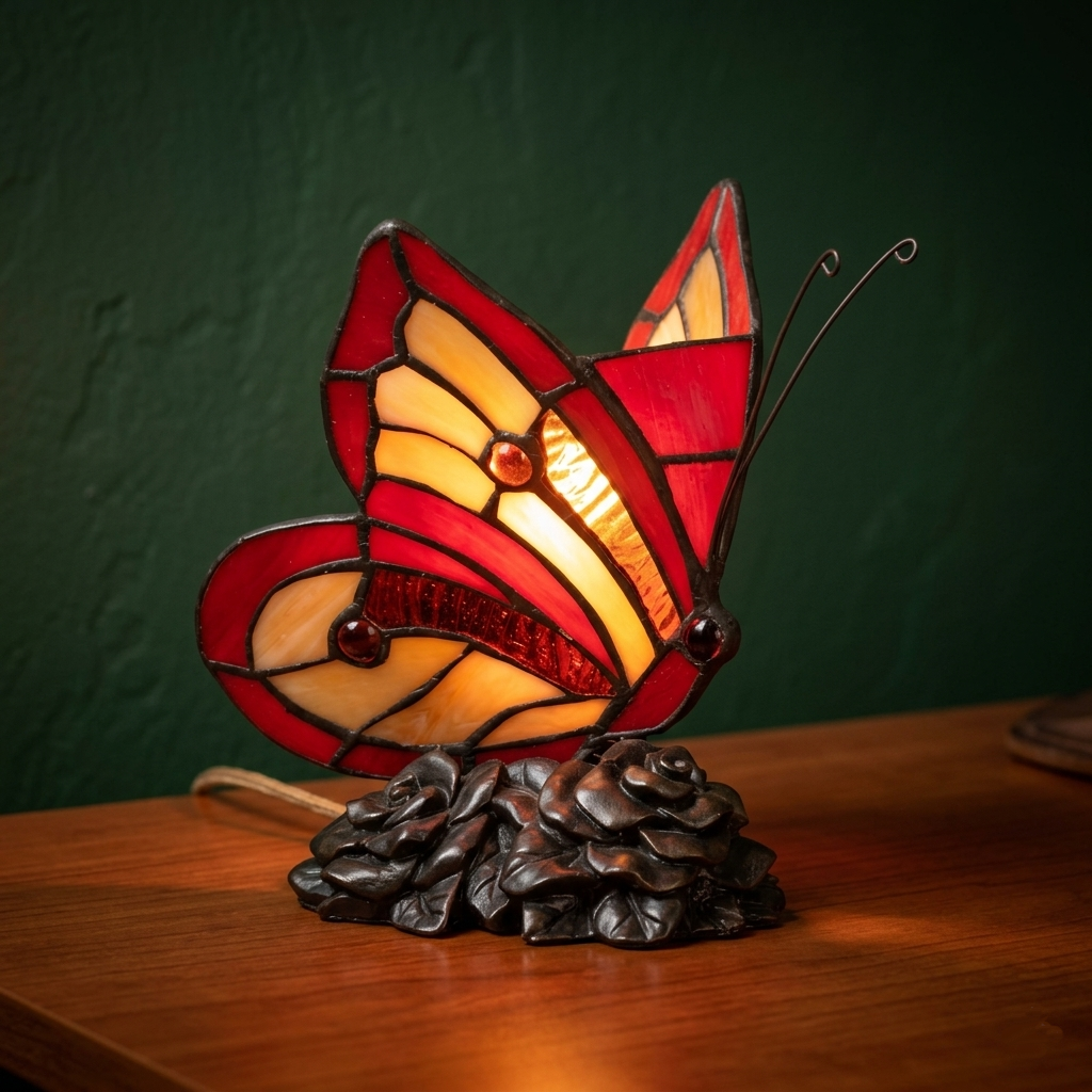 Oaks Tiffany Butterfly Table Lamp