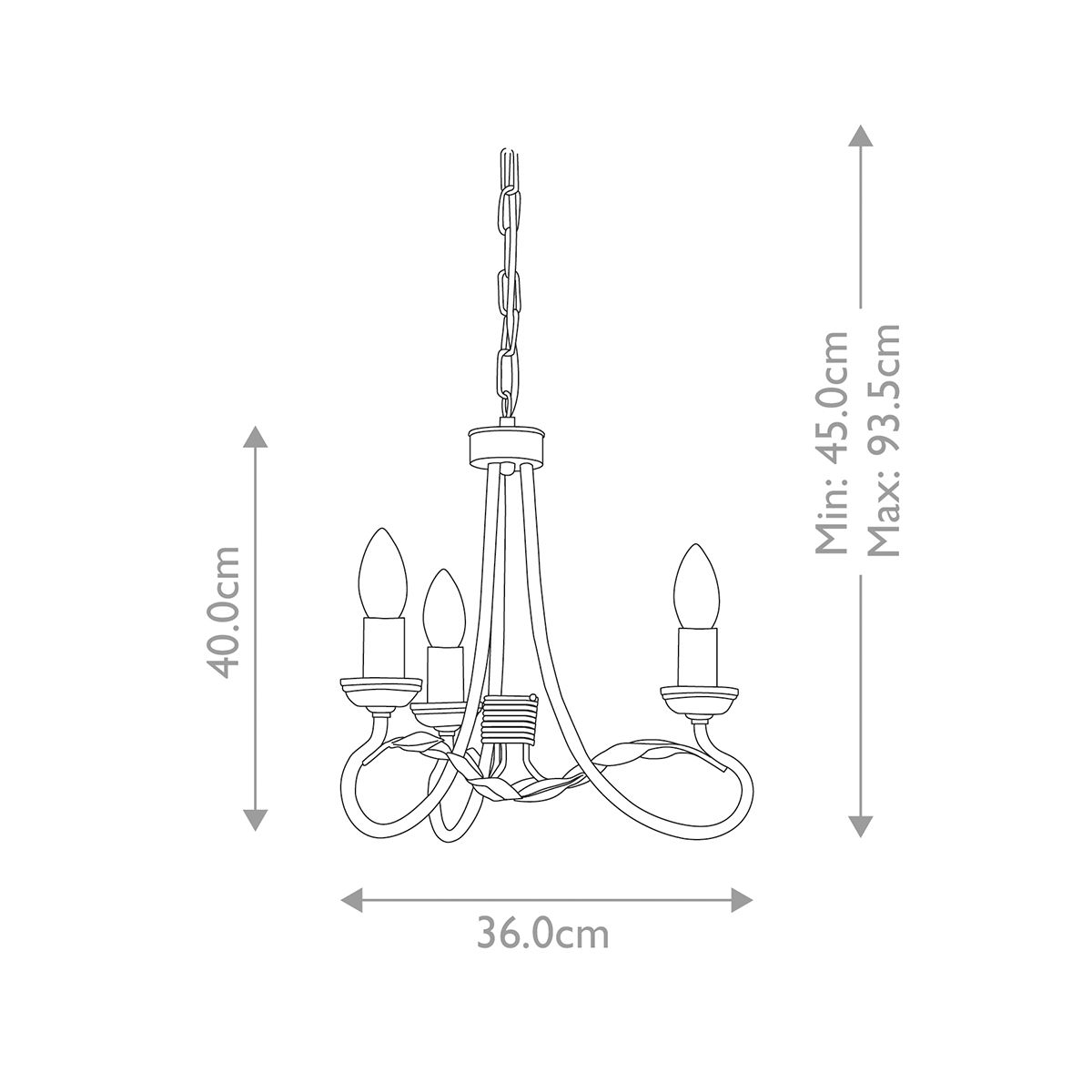 Elstead Olivia Black & Gold 3 Light Chandelier