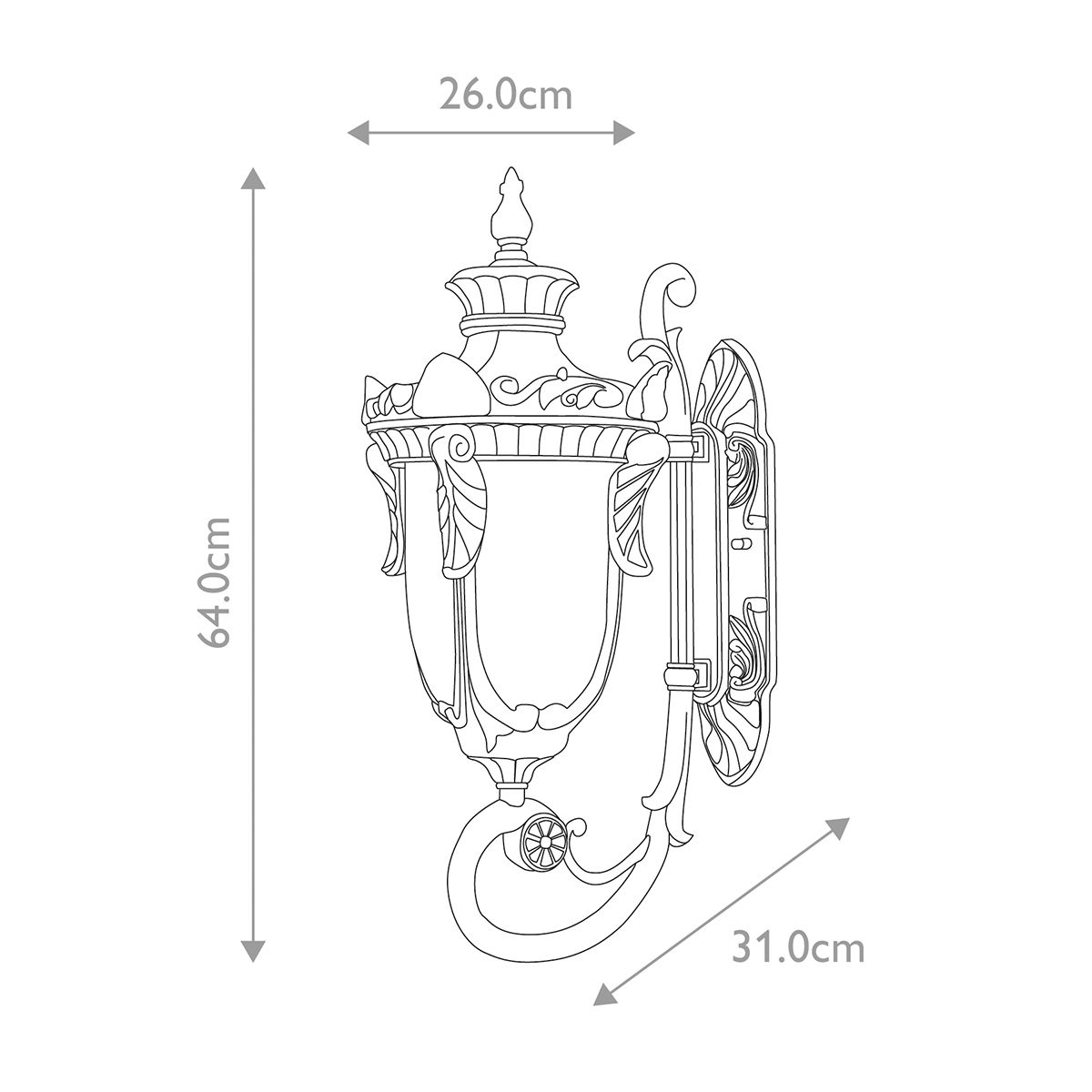 Philadelphia Old Bronze Large Outdoor Uplighter Wall Light