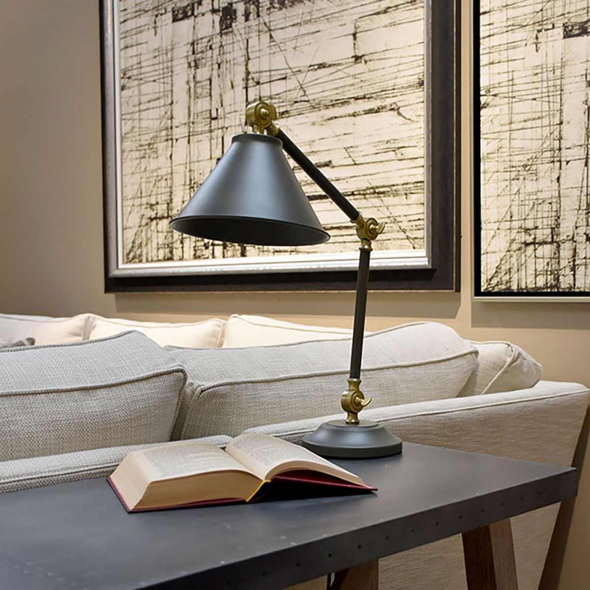 Provence Element 1 Light Grey & Aged Brass Mini Table Lamp