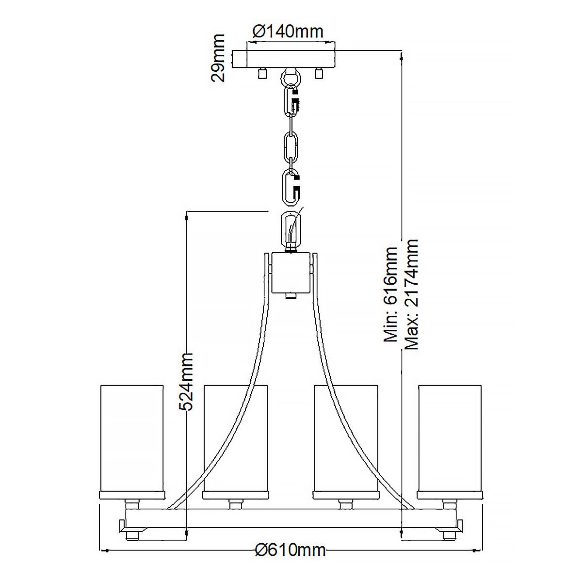 Angelo 5 Light Metal and Wood Chandelier