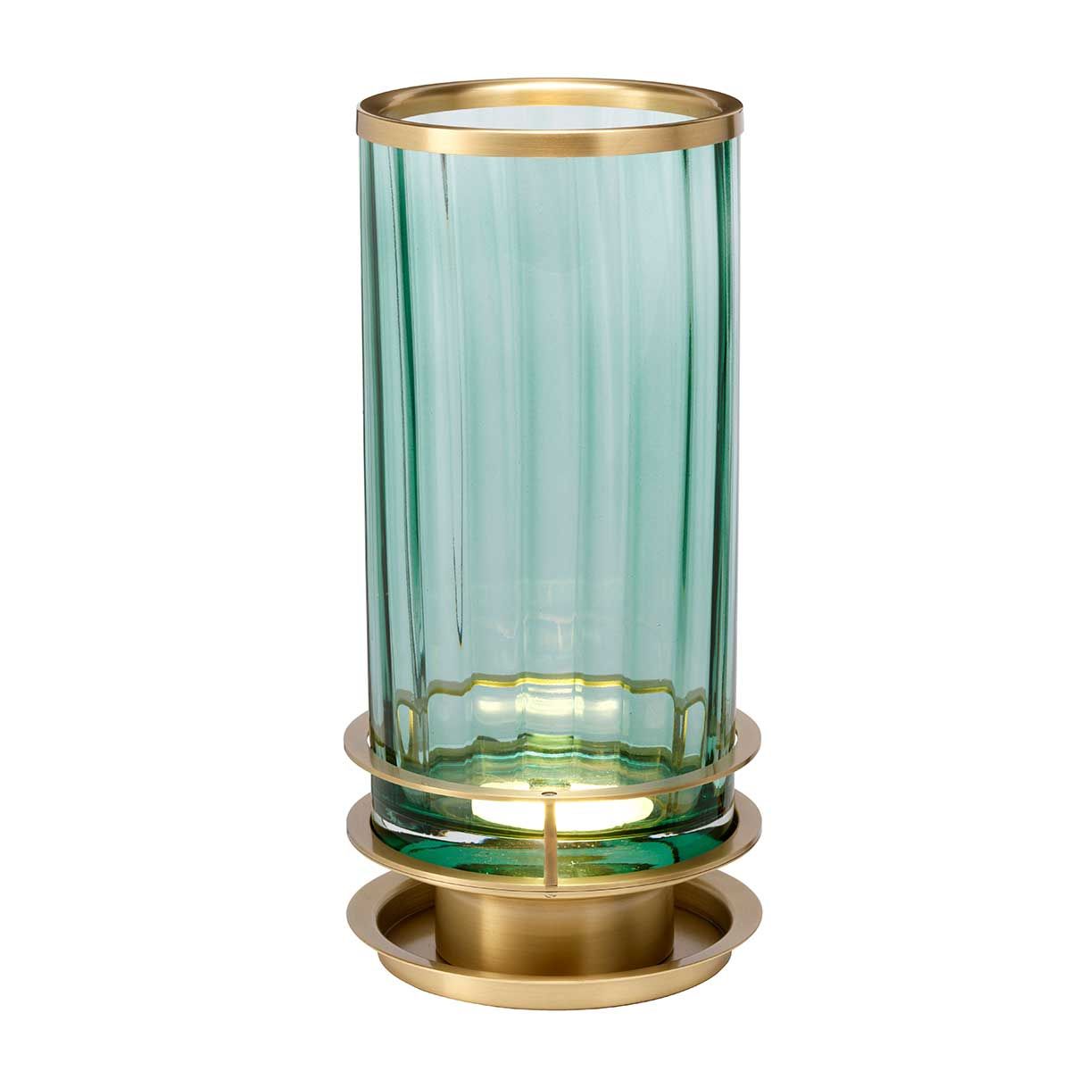 Arno Green Glass Table Lamp with Brass Finish