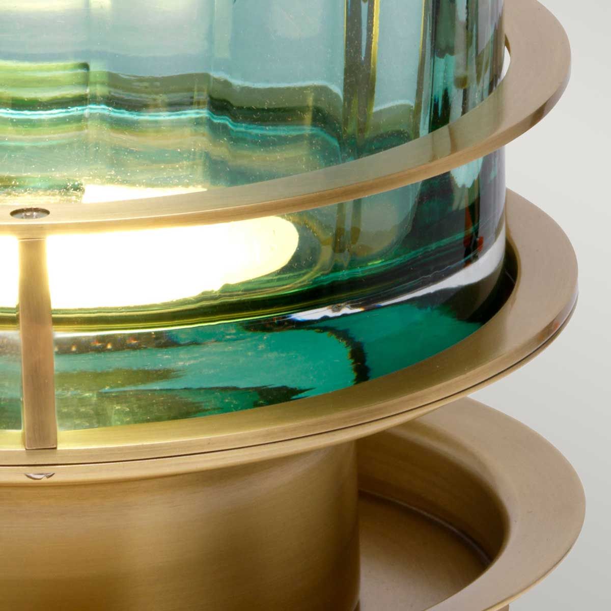 Arno Green Glass Table Lamp with Brass Finish