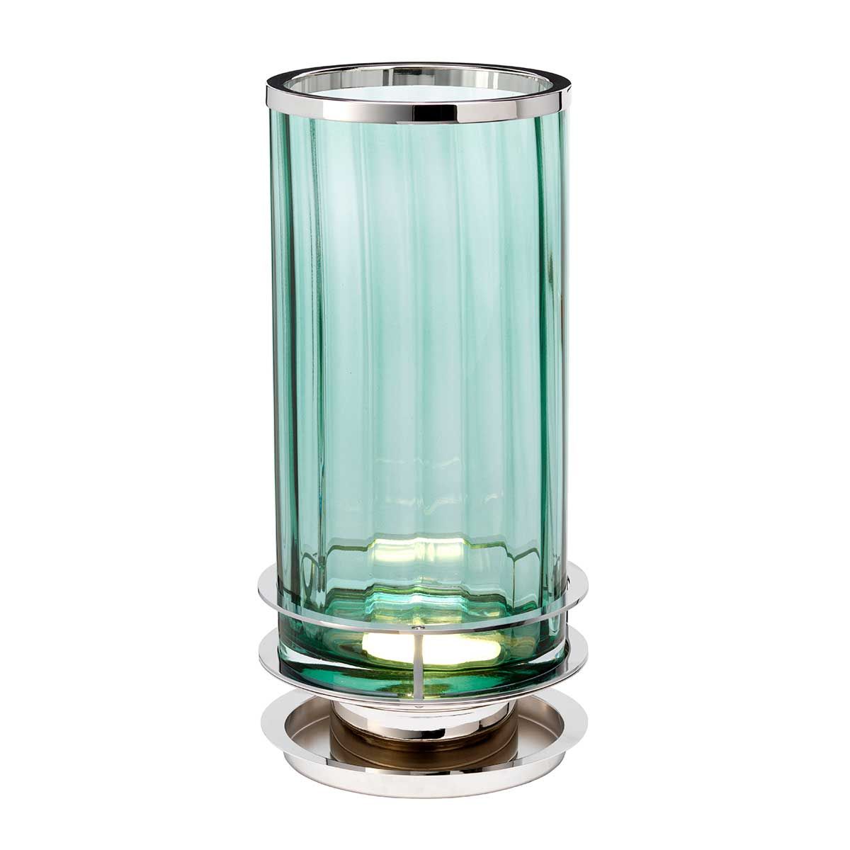 Arno Green Glass Table Lamp with Polished Nickel Finish