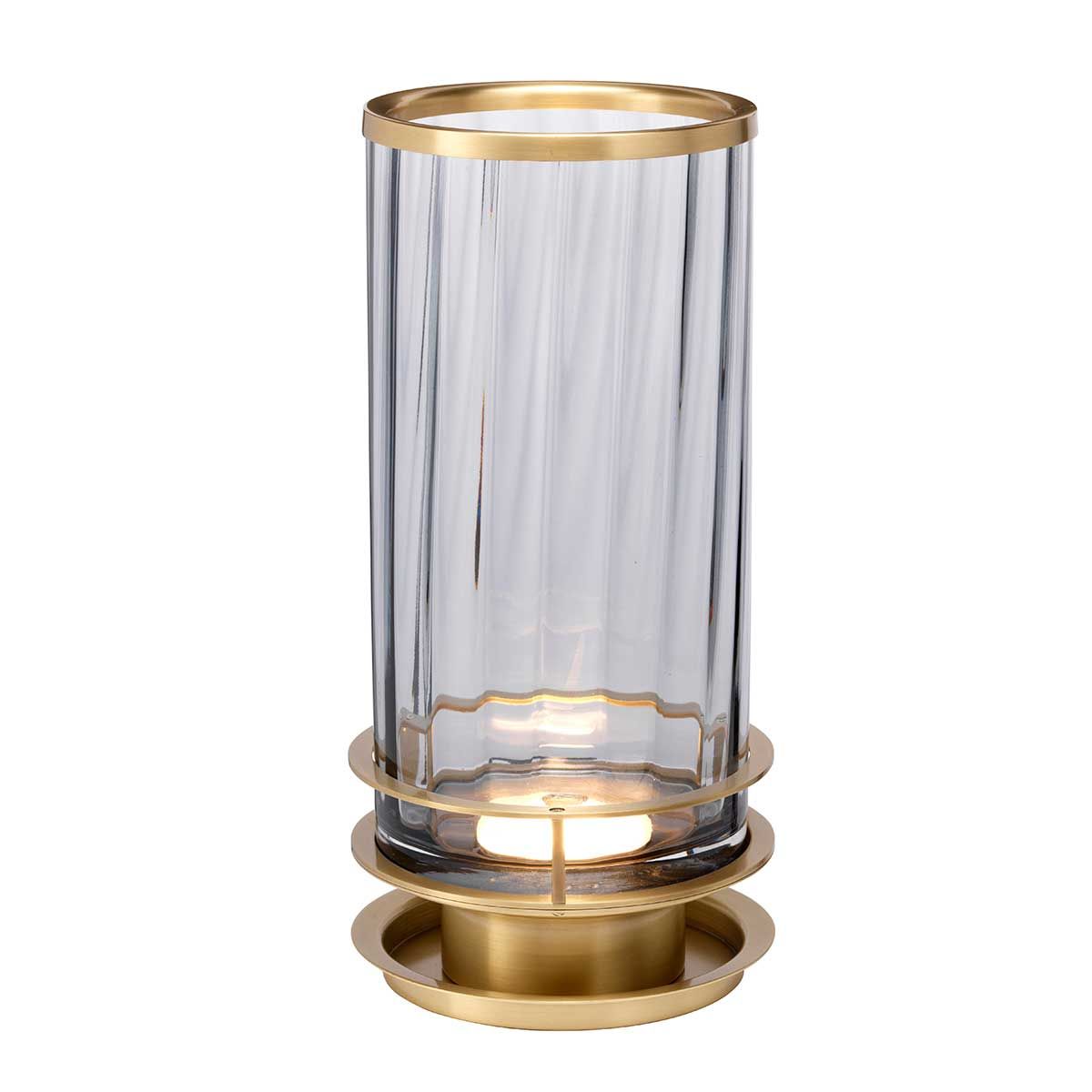 Arno Smoked Glass Table Lamp with Brass Finish
