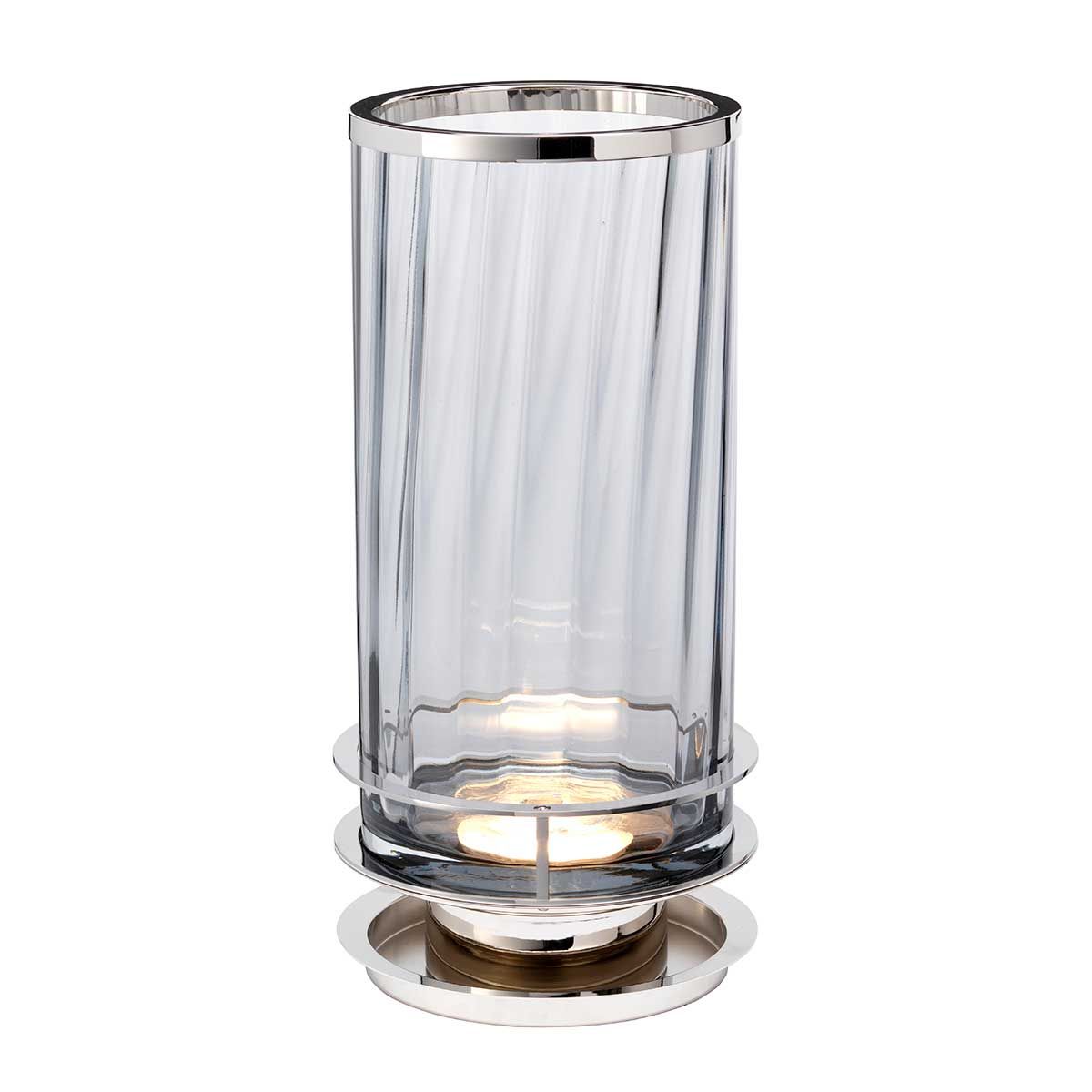Arno Smoked Glass Table Lamp with Polished Nickel Finish
