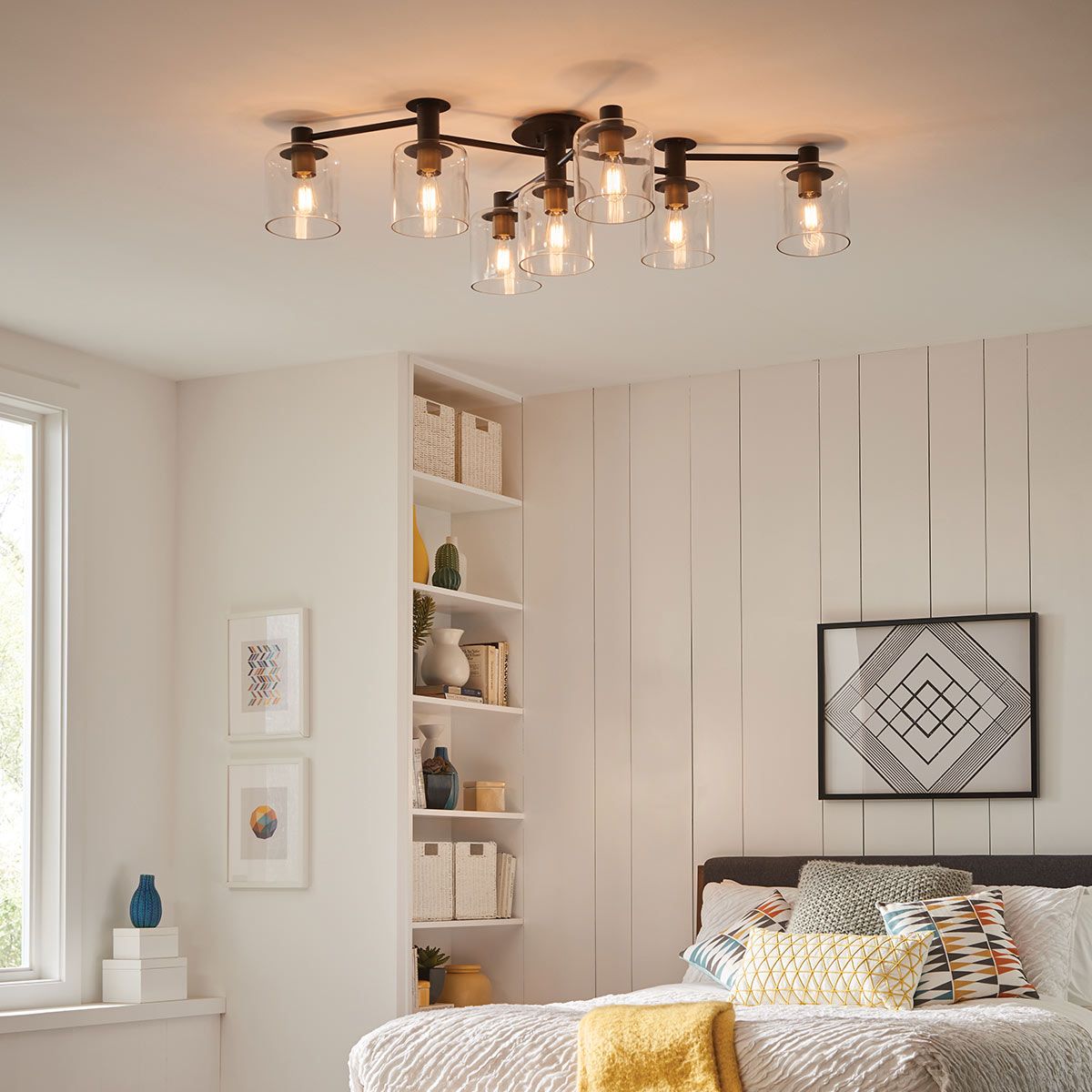 Axel 7 Light Black Semi-flush Ceiling Light