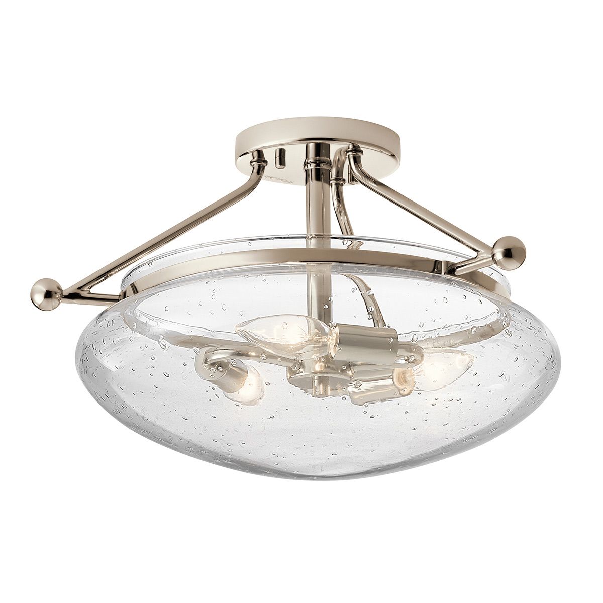 Belle 3 Light Polished Nickel Semi-Flush Ceiling Light