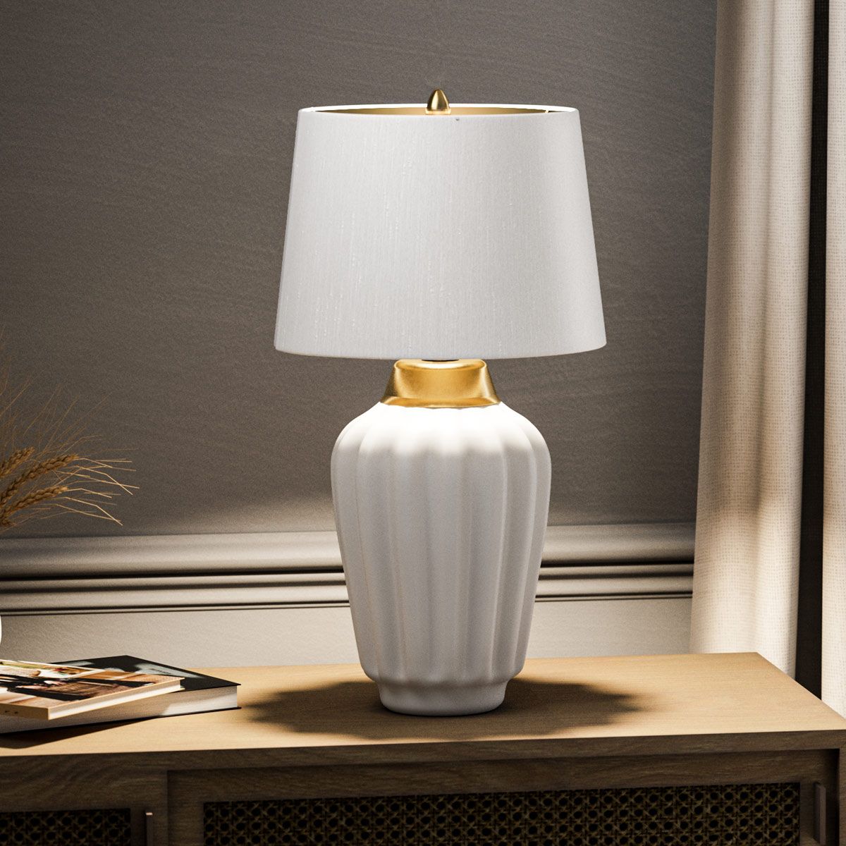 Bexley White & Brushed Brass Table Lamp