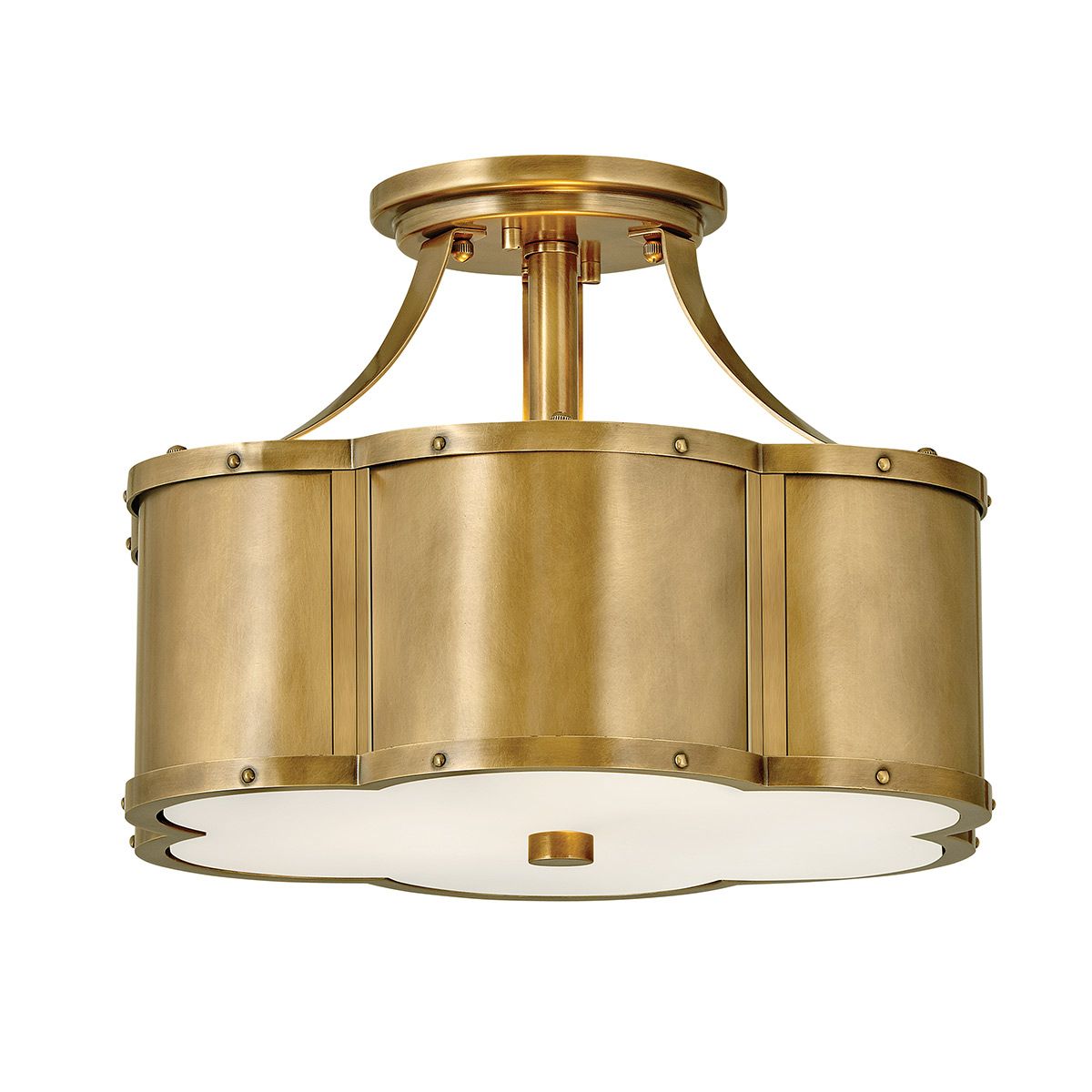 Chance 2 Light Heritage Brass Semi-flush Ceiling Light