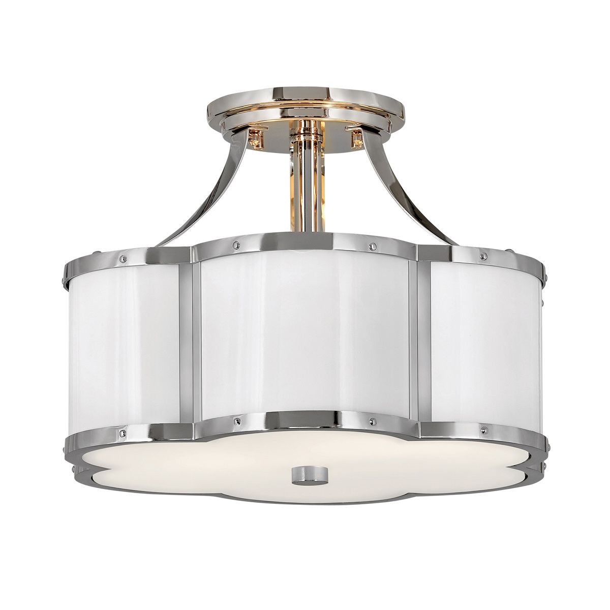 Chance 2 Light Nickel/White Semi-flush Ceiling Light