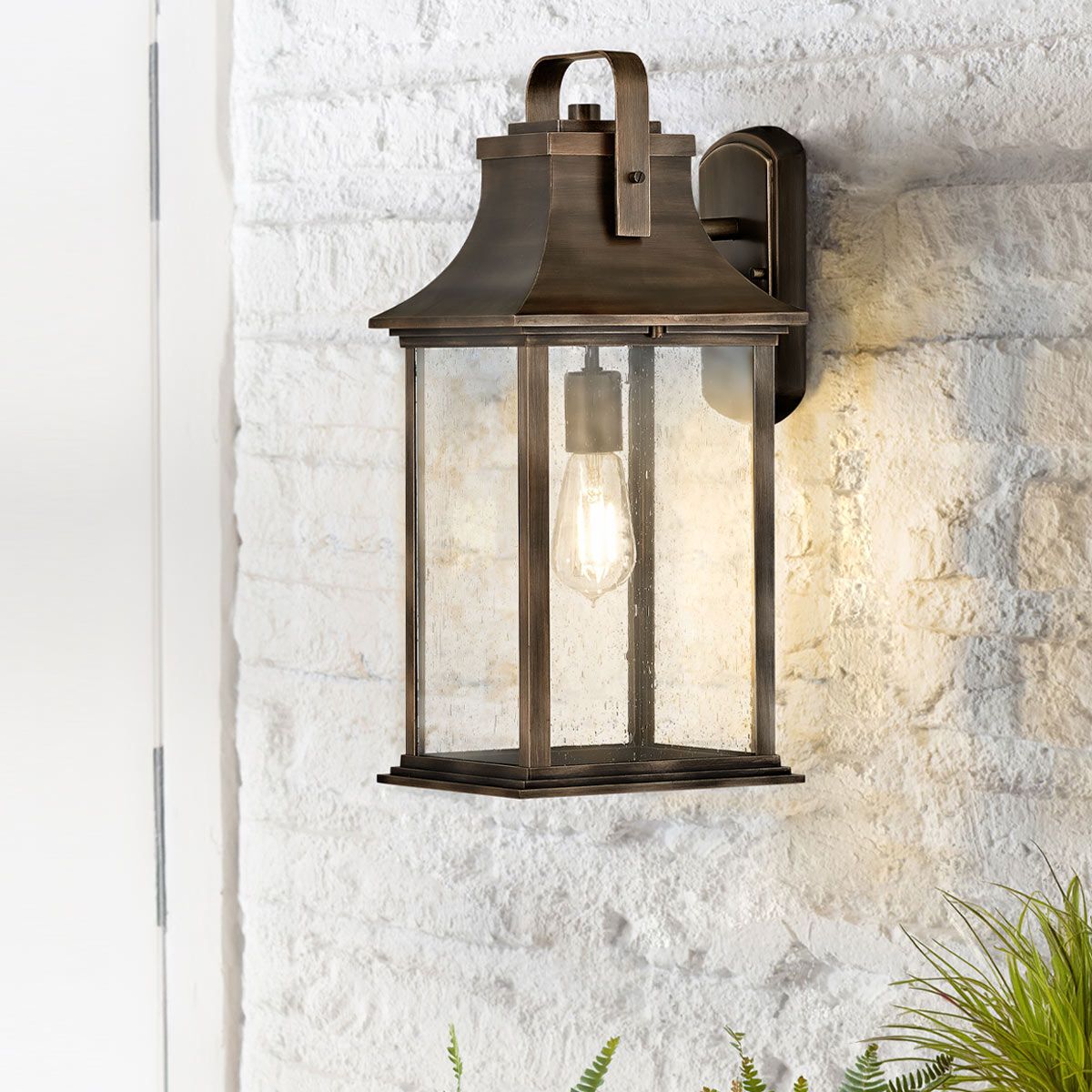 Grant 1 Light Large Bronze Outdoor Wall Lantern