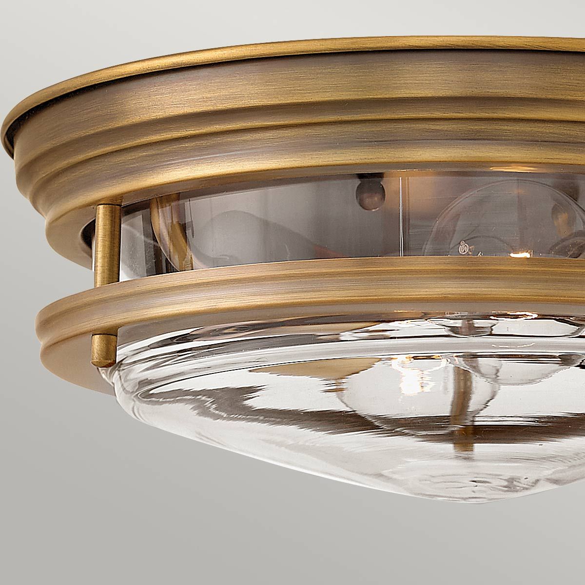 Hadrian 2 Light Bathroom Ceiling Flush Clear Glass Brushed Bronze