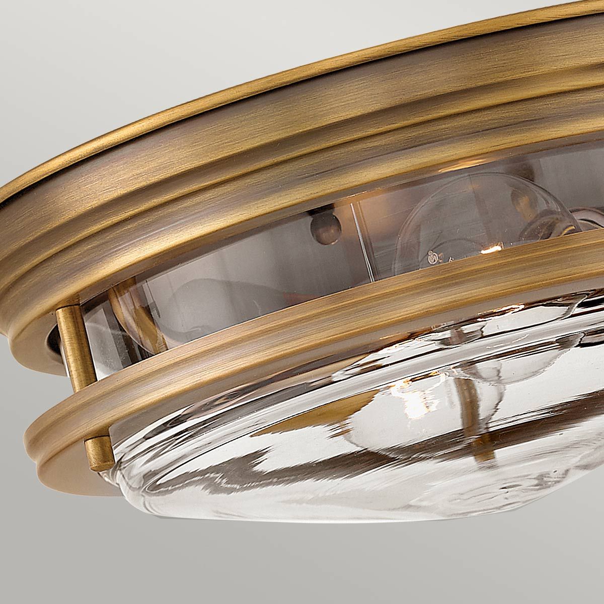 Hadrian 2 Light Bathroom Ceiling Flush Clear Glass Brushed Bronze