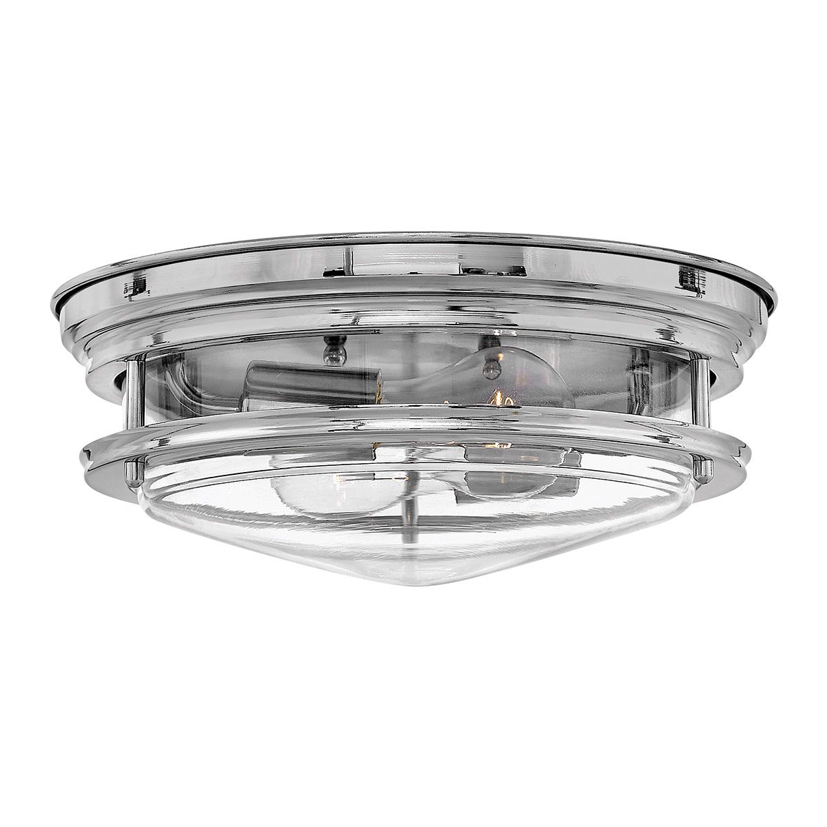 Hadrian 2 Light Bathroom Ceiling Flush Clear Glass  Chrome