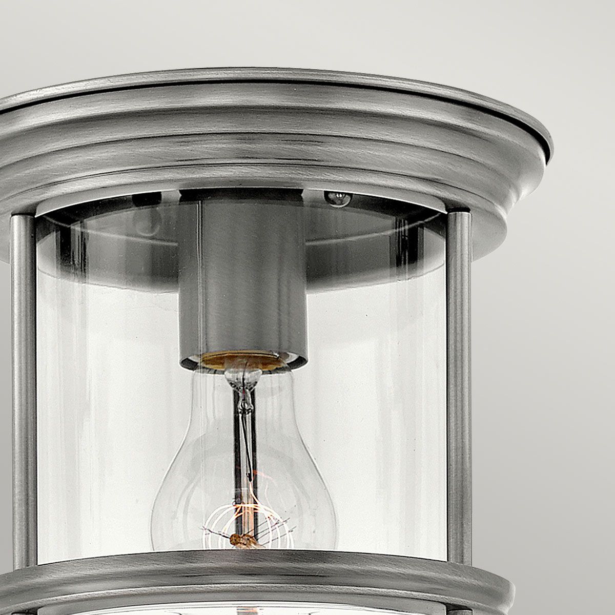 Hadrian Flush Bathroom Ceiling Light Clear Glass Antique Nickel-warehouse-clearance-270826