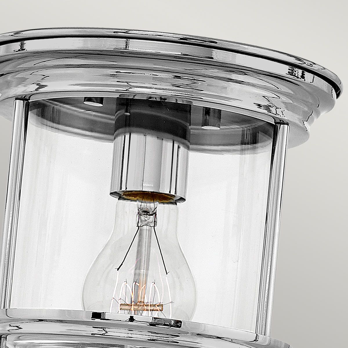 Hadrian Flush Bathroom Ceiling Light  Clear Glass Chrome